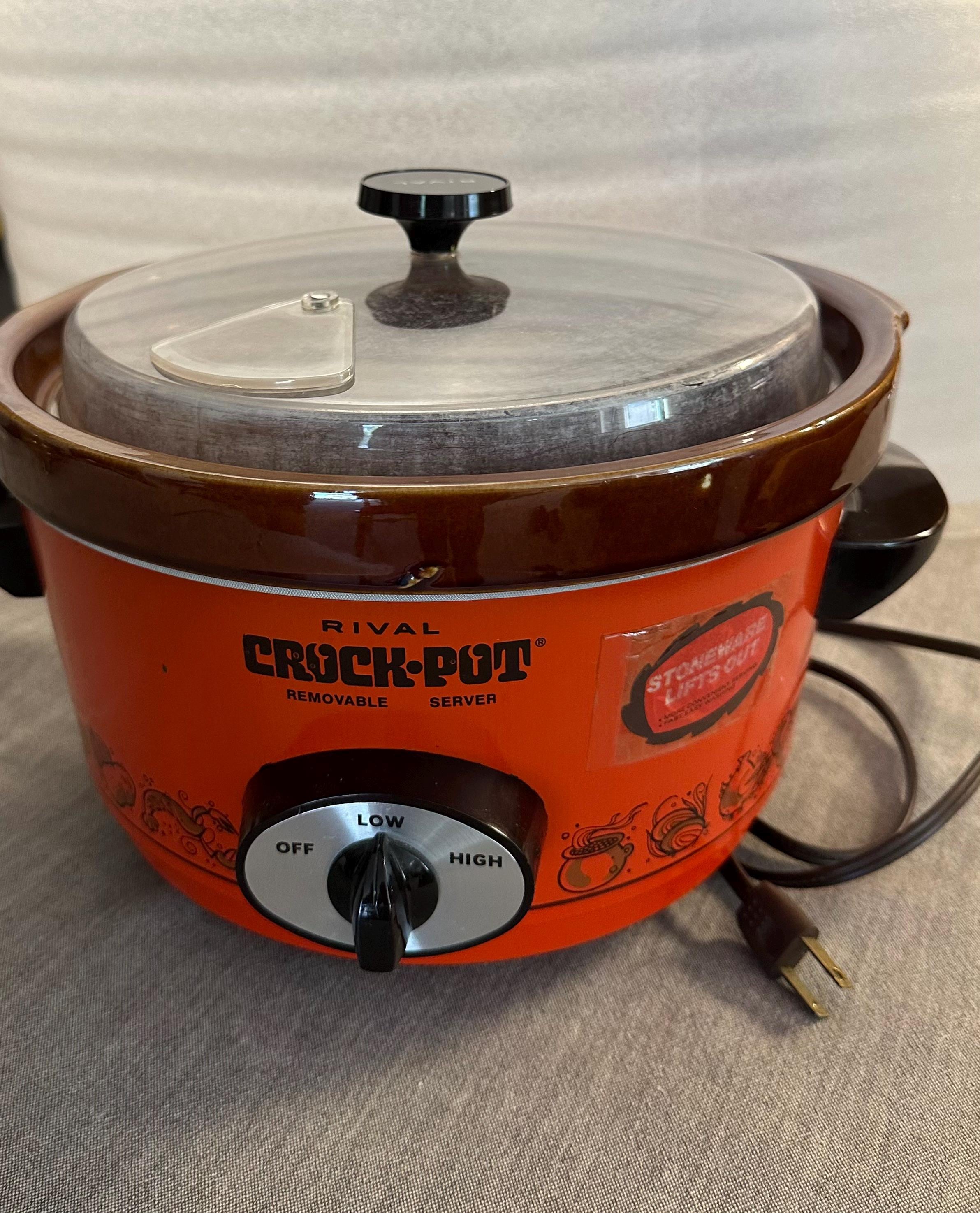 Vintage Retro Rival Orange Crock Pot Slow Cooker W Removable