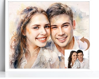 Custom Watercolor Portrait From Photo, Personalized Family Gift (Digital Download)