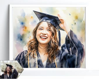 Retrato personalizado en acuarela a partir de una foto, regalo familiar personalizado (descarga digital)