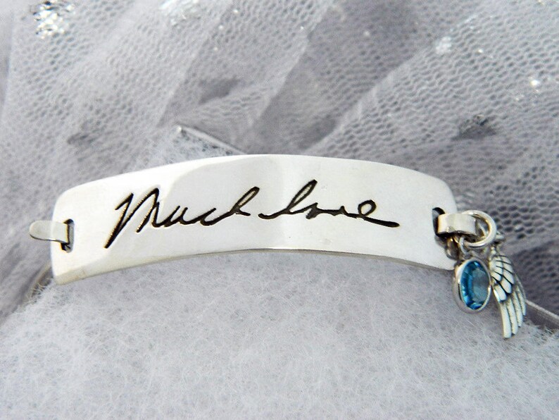 Handwriting Jewelry Sterling Silver Signature Bracelet Etsy