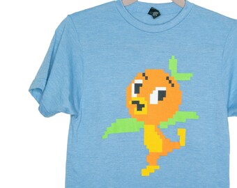 Pixel Disney Orange Bird - Unisex Baby Blue Tshirt - Give Kids the World Fundraiser