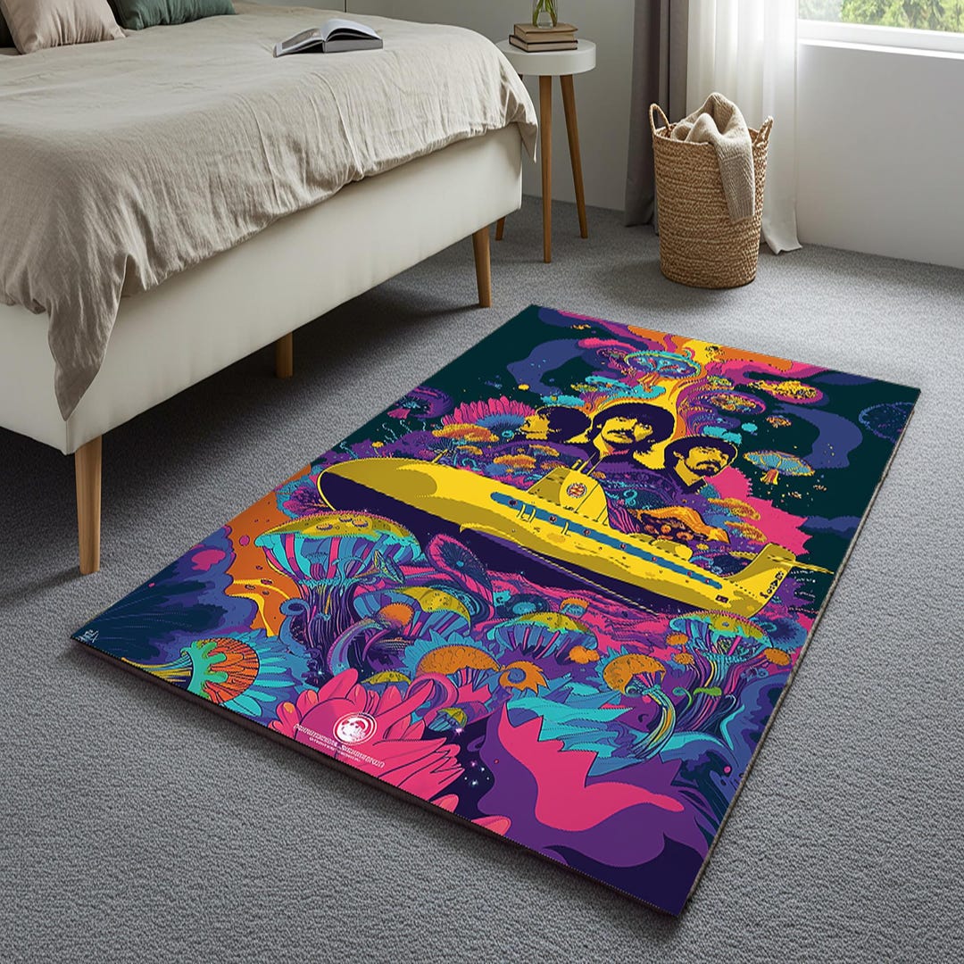 Trippy Rug The Beatles Rug, Modern Psychedelic Art, Washable Area Rug - Etsy