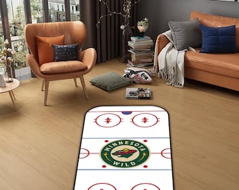 Personalized Ice Hockey Rink Rug - Washable with Team Logo
