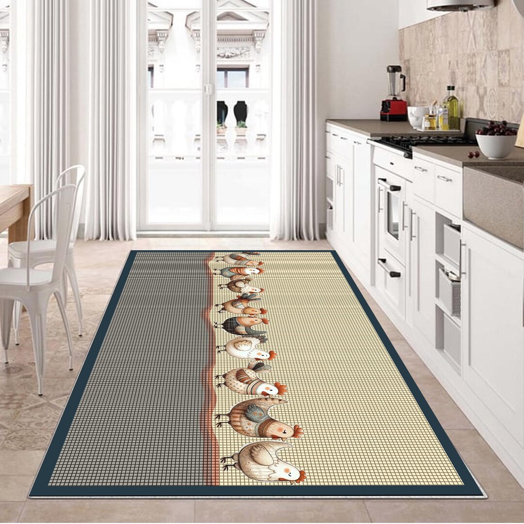 Chicken Kitchen Rug Chicken Kitchen Rug: Non-slip, Machine Washable Mat - Etsy