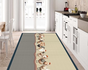 Chicken Kitchen Rug: Non-Slip, Machine Washable Mat