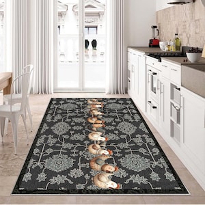 Chicken Kitchen Dining Room Rug / Mat Non-Slip Machine Washable / Non-Slip Based Mat / Cute Chickens Rug