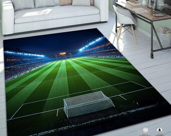 Washable Football/Soccer Field Area Rug: Non-Slip, Fade-Resistant
