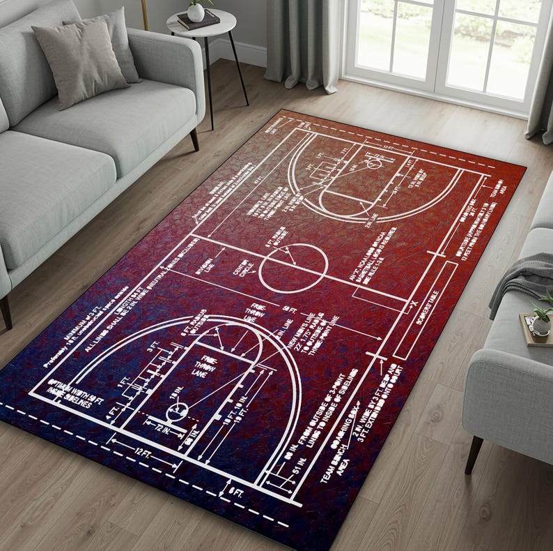 NBA Basketball Court Sized Rug: Colorful Kids Playroom Mat - Etsy