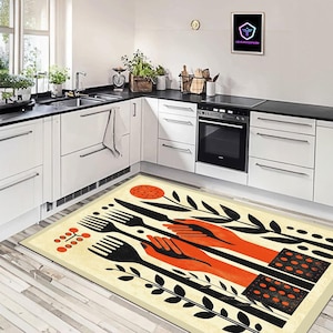 Kitchen Rug, Runner Non-Slip Washable Carpet, Kitchen Runner Carpet Mat, Gift for Her, Gift for Mom