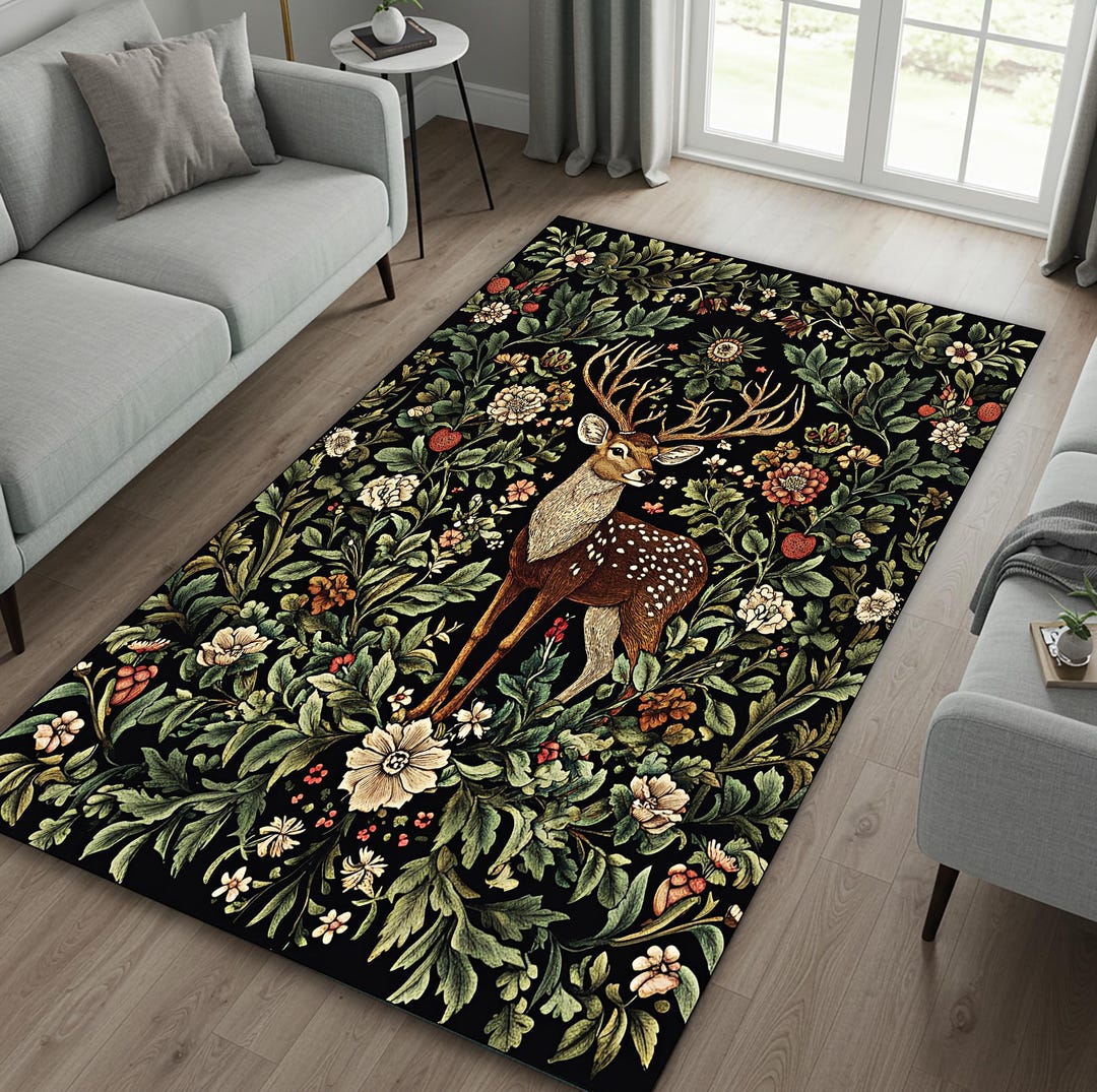 Gothic Deer Rug: Dark Academia Forest Home Decor - Etsy