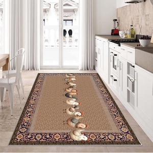 Chicken Kitchen Dining Room Rug / Mat Non-Slip Machine Washable / Non-Slip Based Mat / Cute Chickens Rug