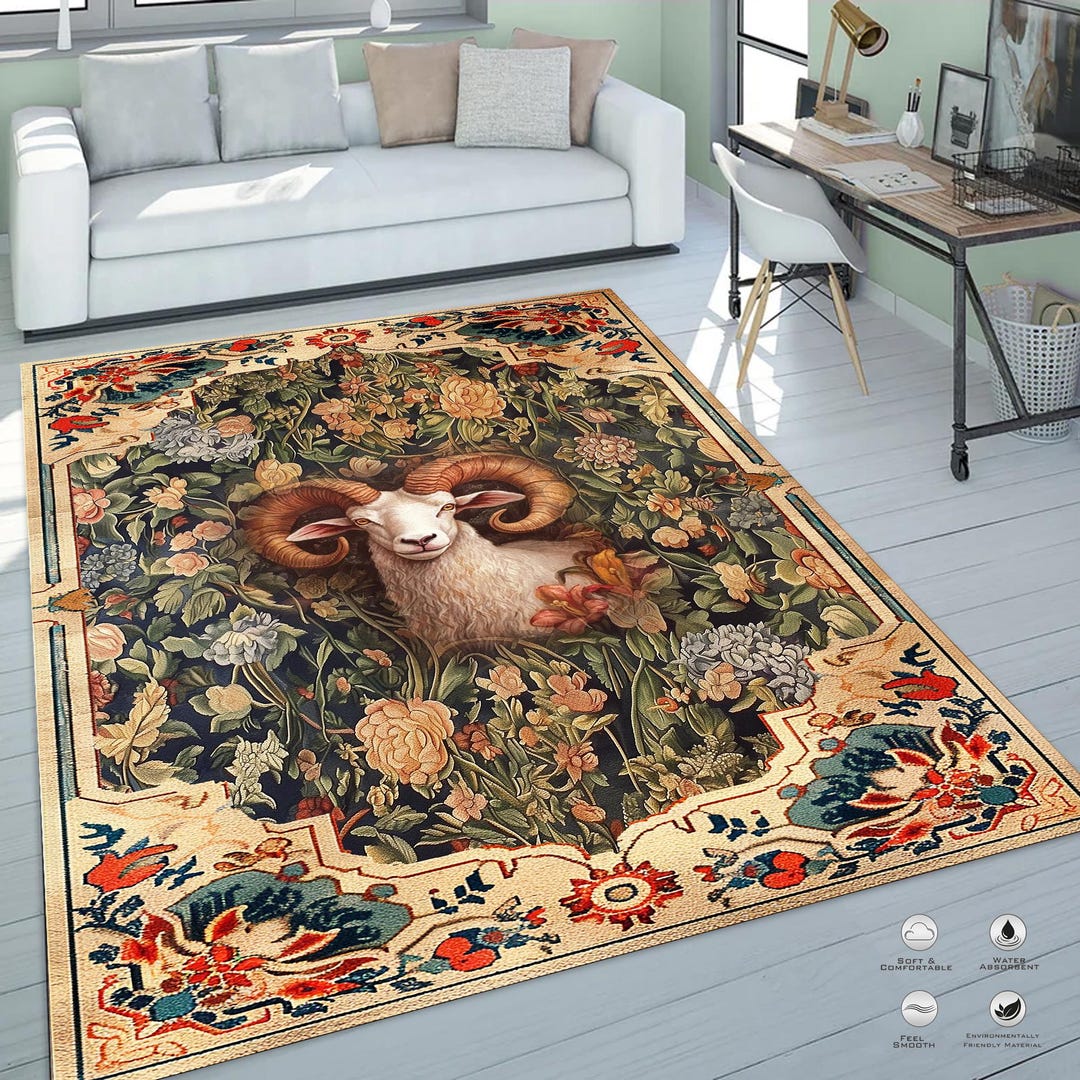 Aries Gothic Area Rug: Brown Maximalist Witch Room Decor - Etsy