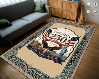 America 250th Anniversary Rug Patriotic US 4th Of July Decor Custom Vintage Flag Carpet