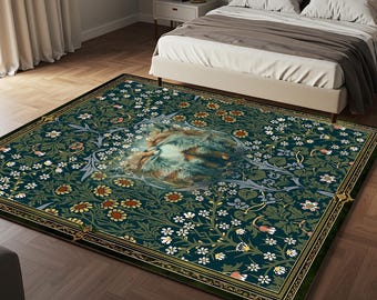 Fox Rug: Vintage William Morris Style, Gothic Home Decor