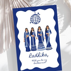 Personalized Indian Bridesmaid Proposal Card, South Asian Bridesmaid Proposal Card Template, Hand Drawn Will You Be My Bridesmaid Card