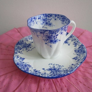 Vintage Shelley Dainty Blue Tea Cup And Saucer Fine Bone China Royal Albert 051/28