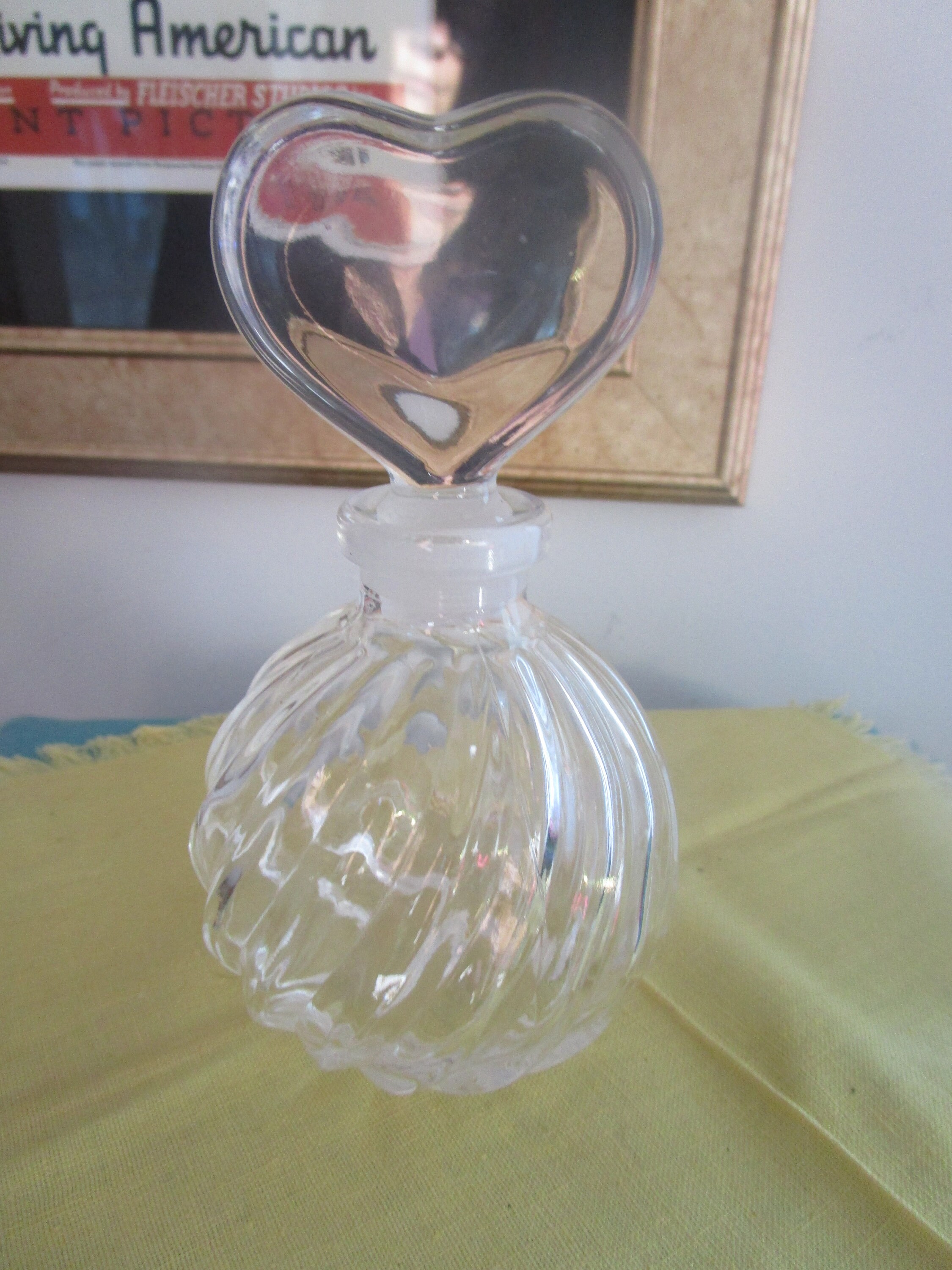 Vintage Heart Shaped Glass Perfume Bottle with Stopper (Set of 2)