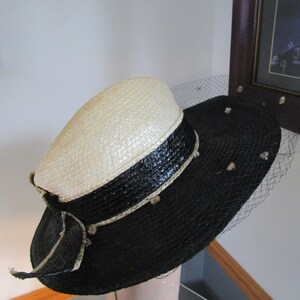 Womens Hat Black & White Adolfo Hat Womens Vintage Hat image 6