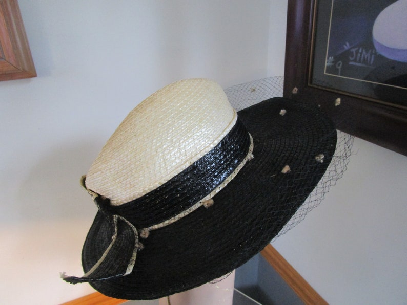 Womens Hat Black & White Adolfo Hat Womens Vintage Hat image 6