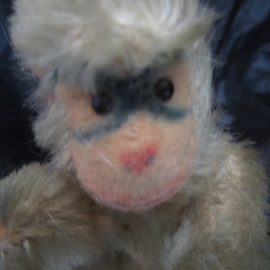 Steiff Jocko the Monkey Swivel Head Jointed Miniature Mohair Monkey Steiff Button