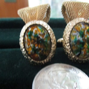 Dante Gold Wrapped  Cufflinks Green & Gold Speckled  Venetian Foil  Vintage Man Jewelry