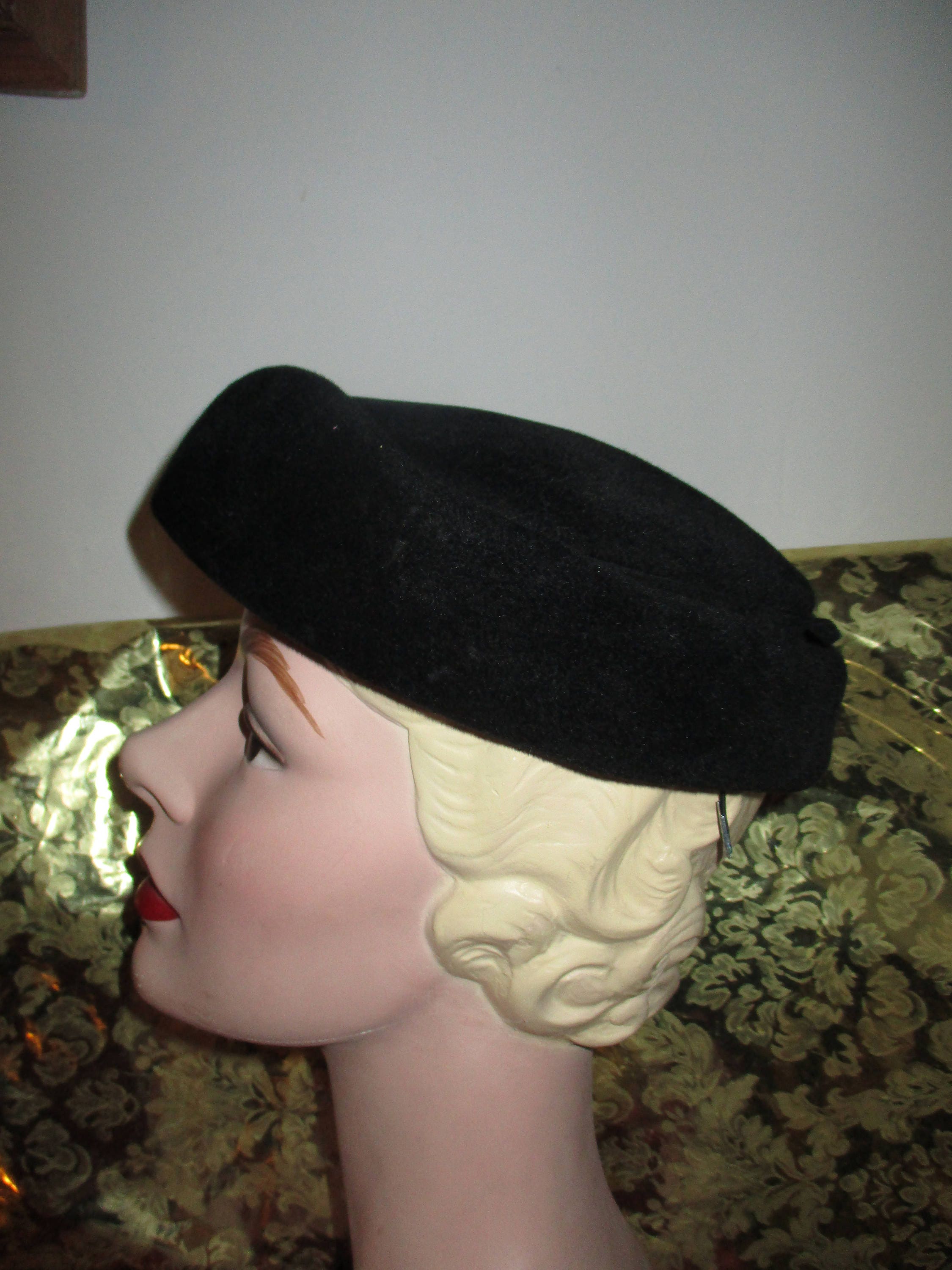 Vintage Peachbloom Velour Union Made UMC & MWIU Merrimac Black Hat UNION MADE Black Peachbloom Velour Merrimac Imorted Fur  main image 4