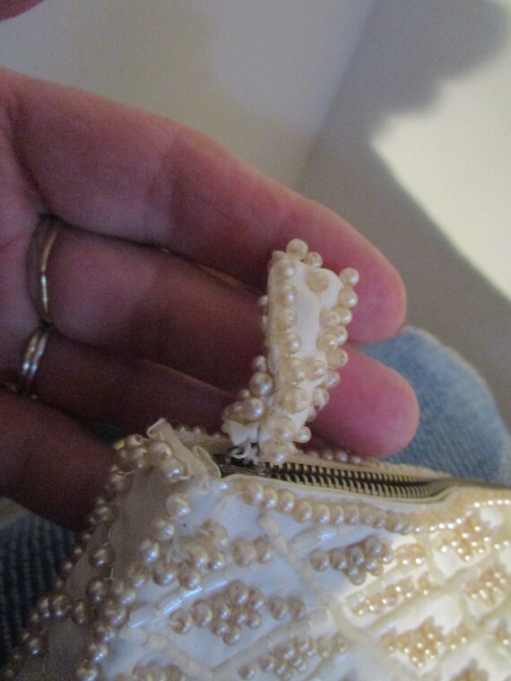 1950's Vintage La Regale Beaded Evening Ivory Clu… - image 3