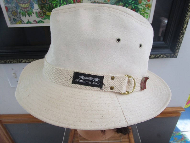 Men/'s Original Panama Jack Ivory Vacation Hat Canvas Fedora Medium