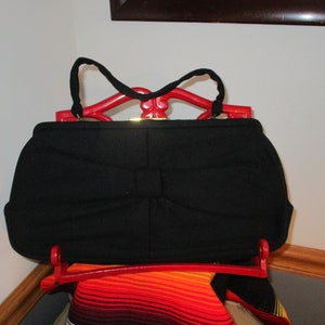 1960&#39;s Bobbie Jerome Black Fabric ..Wool?? Handbag