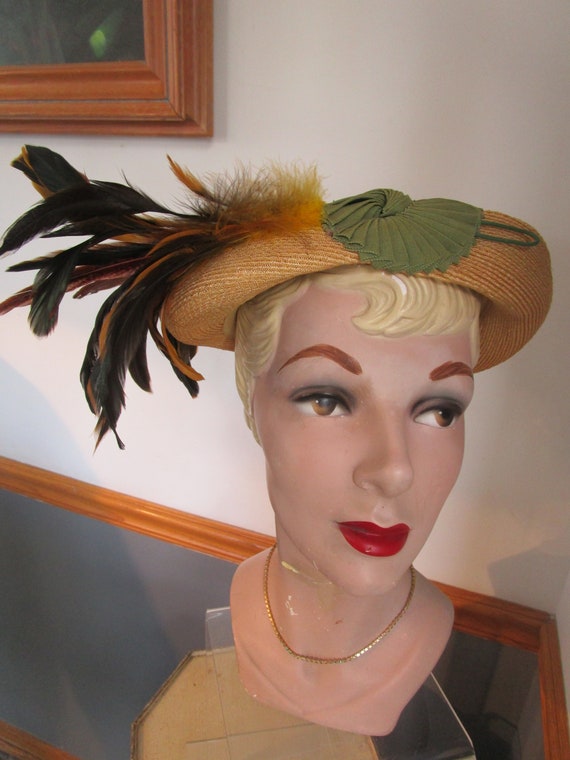 Vintage Women's Feather Pillbox Hat By CHARMING La