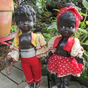 Antique Set of Beautiful African American Boy & Girl Dolls.  Italy