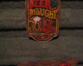 Dos cervezas vintage de barril de 5 centavos, letrero de bar, taberna, anuncio de cerámica, adornos de pared para bar