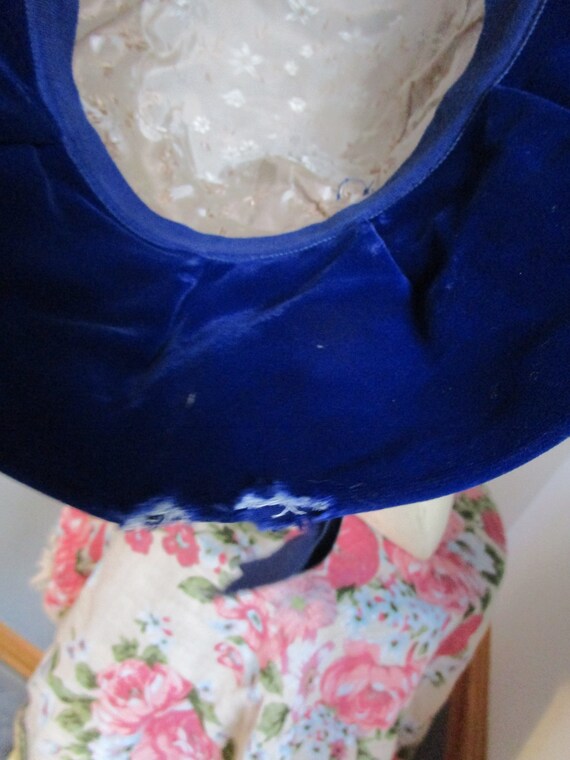 Royal Blue Sauve Floppy Velvet Bucket Women's Hat - image 9