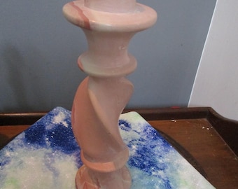 Candelabro vintage de esteatita en espiral, auténtico Besmo, tallado a mano en Kenia.