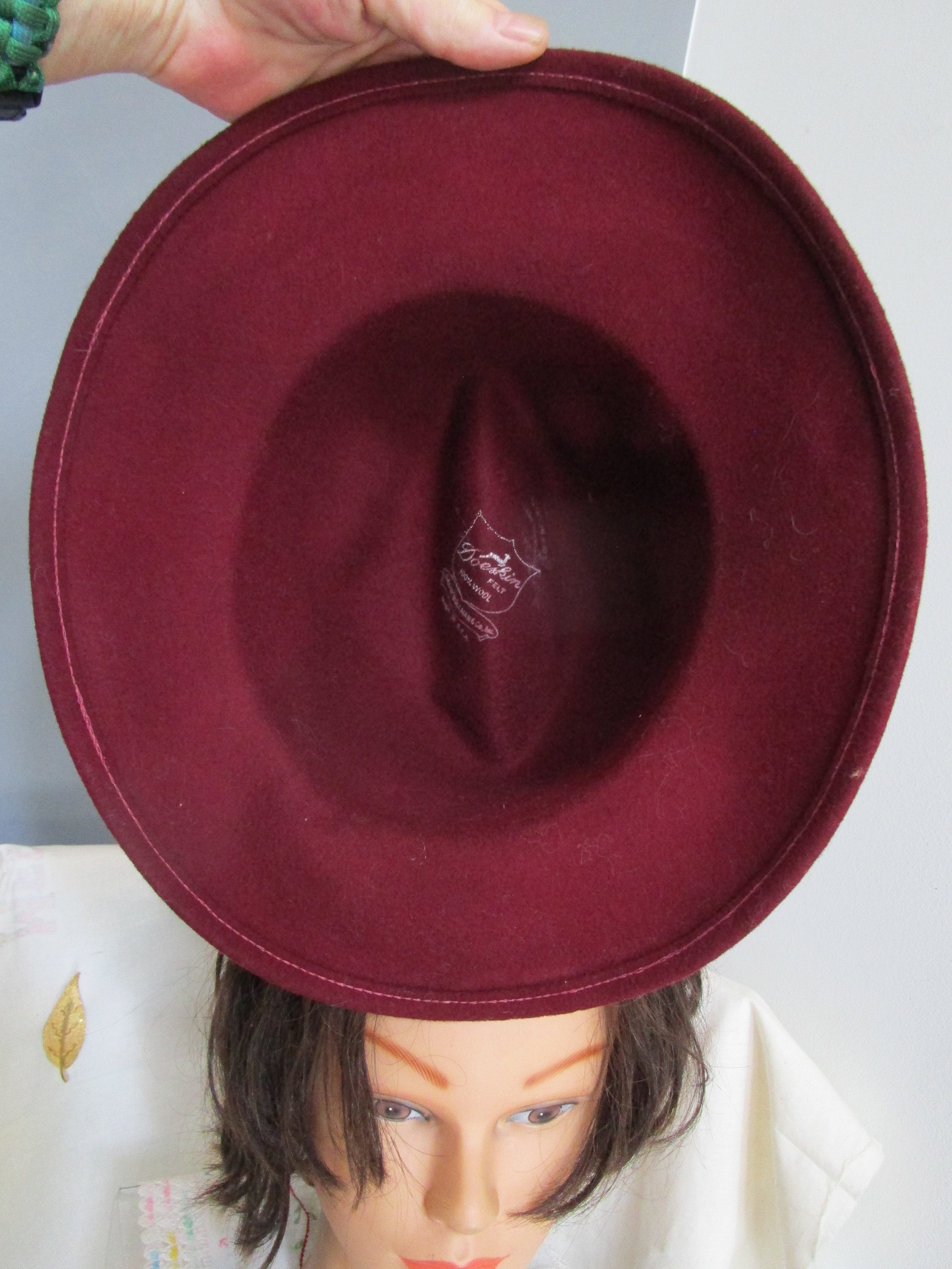 Vintage Geo. W. Bollman & Co. Gray Wool Felt Fedora Hat with Burgundy Trim Fedora Original 100% Wool Vintage Hats for Women for sale | eBay main image 2