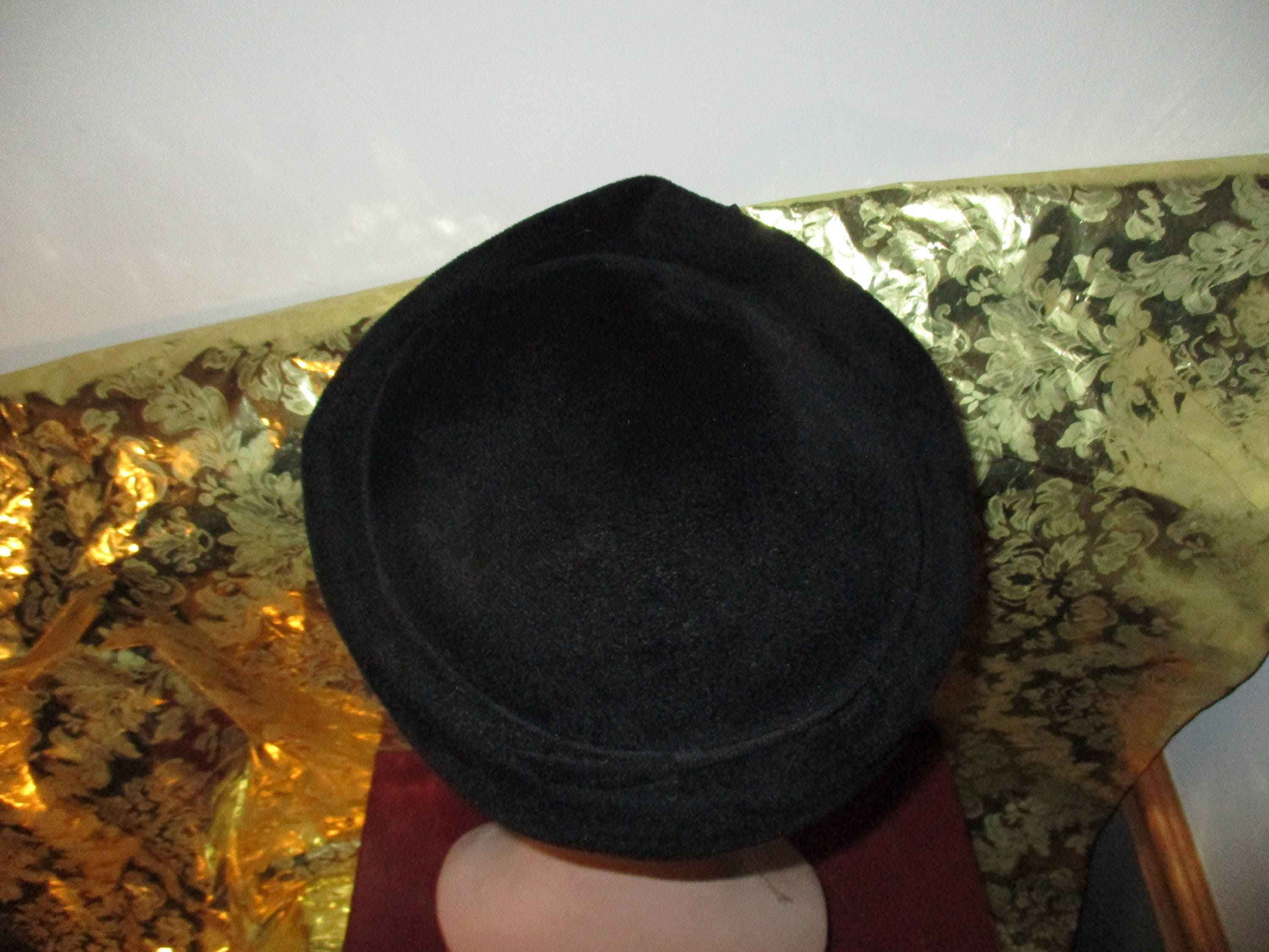Voguemont Black Hat, Satin Band, Peachbloom Velour Merrimac Body, Imported Fur Peachbloom Velour Merrimac Body Imported Fur Hat Womens M  main image 3