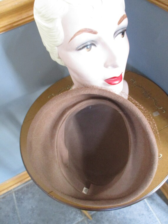 Ladies Brown  Unique Winter  Vintage Hat,with Fea… - image 9