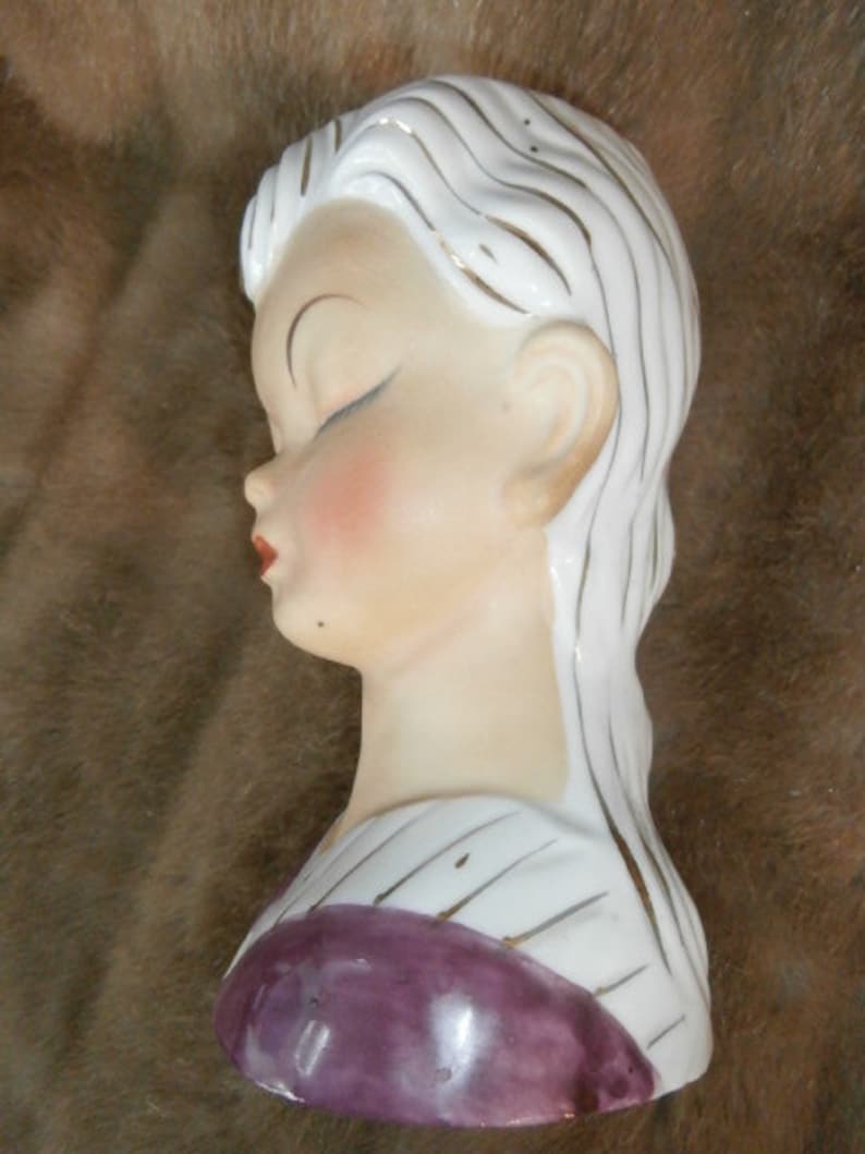 Head Bust Oriental Figurine Women Bust Head Home Vase Art Etsy