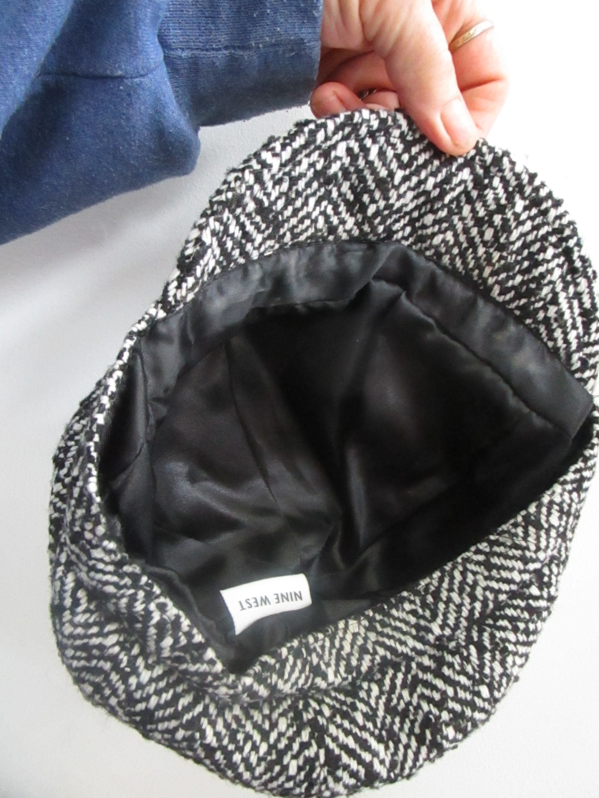 Black White Cabbie Hat Nine West Etsy