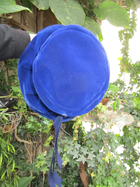 Royal Blue Sauve Floppy Velvet Bucket Women's Hat - image 7