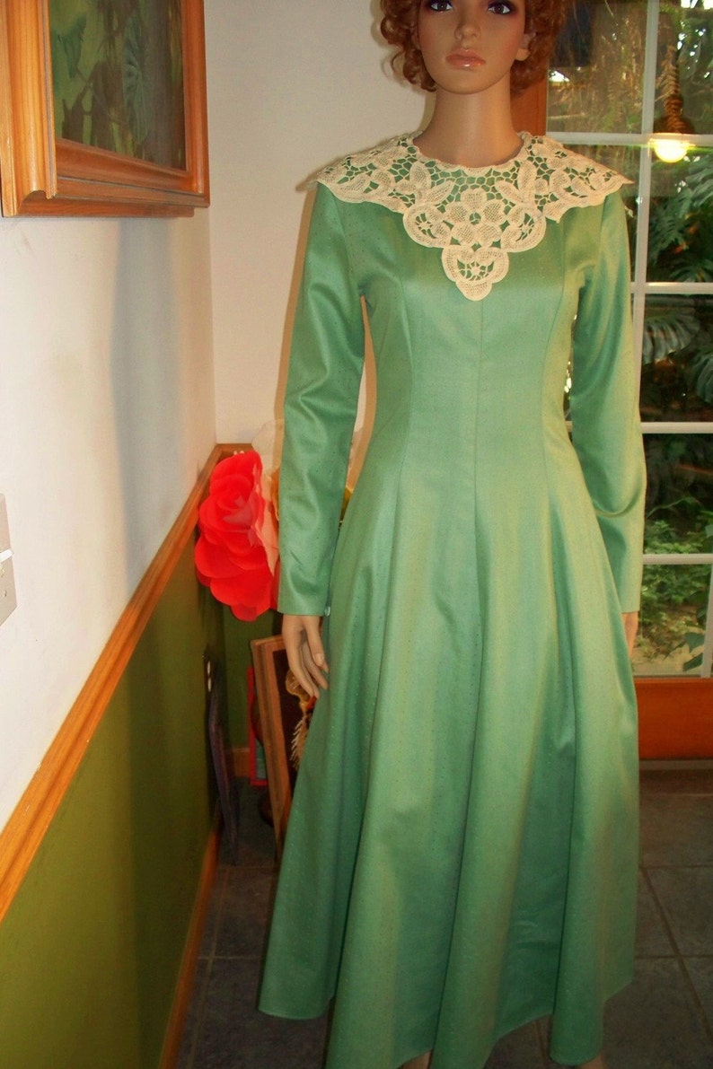 Womens Dress Gunne Sax Style /prairie green Lace Collar - Etsy