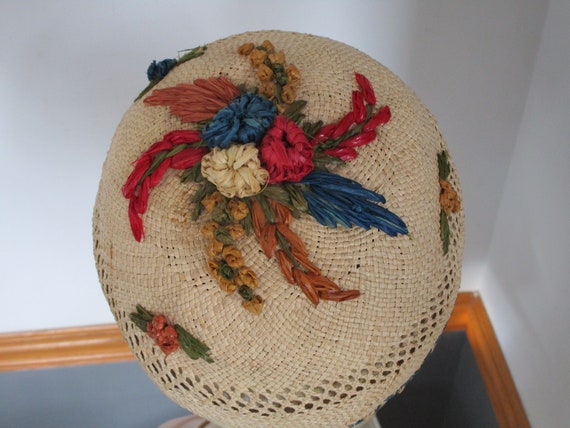 Wicker Weaved with Straw Flowers  Beanie Cap Hat. - image 7