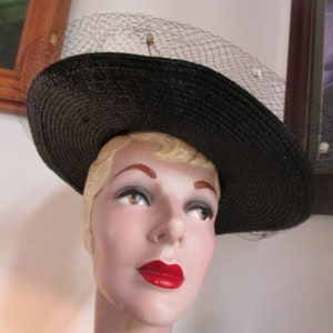 Womens Hat Black & White Adolfo Hat Womens Vintage Hat image 2