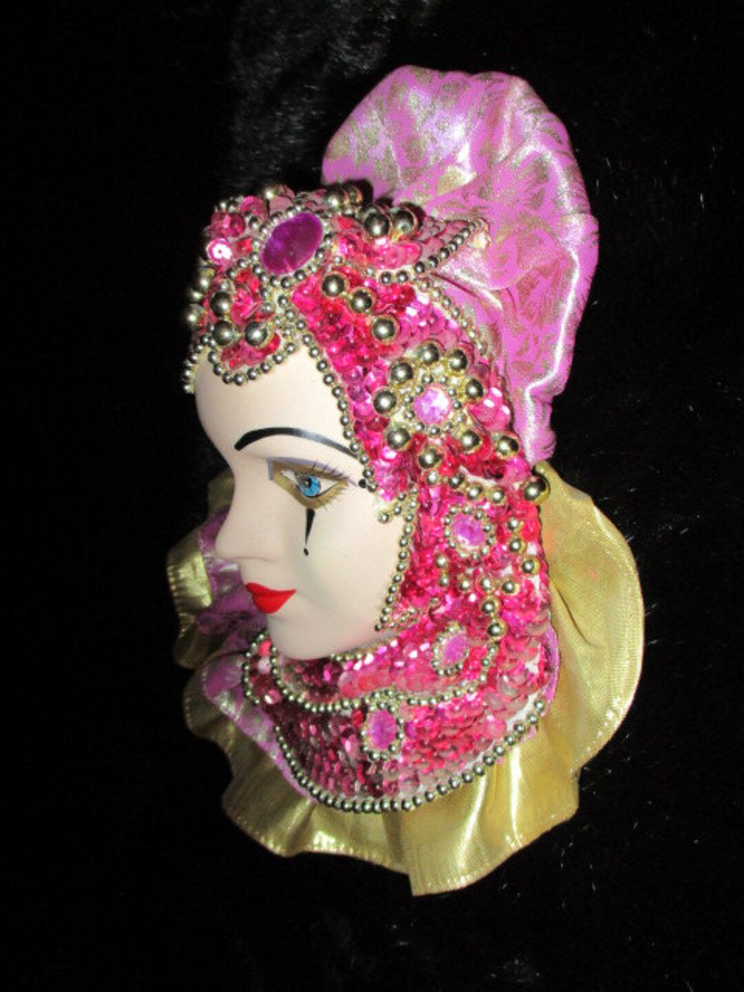 Head Bust Flapper Women Porcelain Mask Heavy Beading & Sequins - Etsy