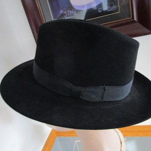 STETSON Key  Club Black  Ultimate Finish  FEDORA Hat Brim Cap Sz 7