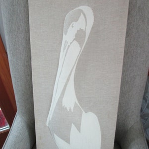 80s Marushka 3D Wall Art Pelican Linen  Wall Hanging