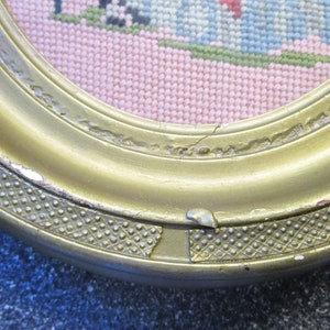 Antique Round Gold Rustic Rose Ornate Framed Needlepoint Wall Hangings ...