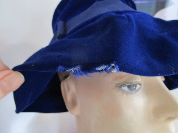 Royal Blue Sauve Floppy Velvet Bucket Women's Hat - image 5