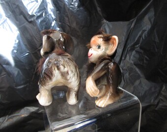 その他 WASELEY BEAR&MARCEL MONKEY 1959 Fur Monkeys Bradley Exclusives Ceramic Figurines Japan