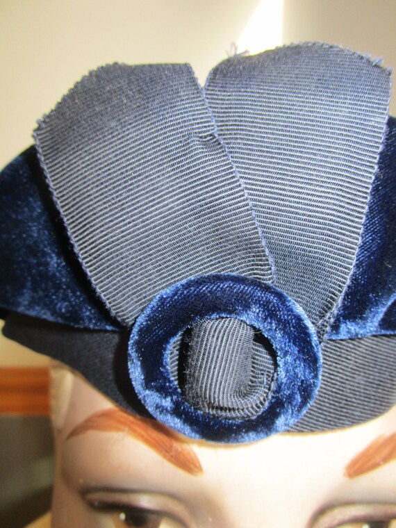 Woman's Royal Blue Union Made Vintage Hat Beret S… - image 3